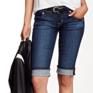 Hudson Dark Blue Rolled Cuff Denim Bermuda Shorts